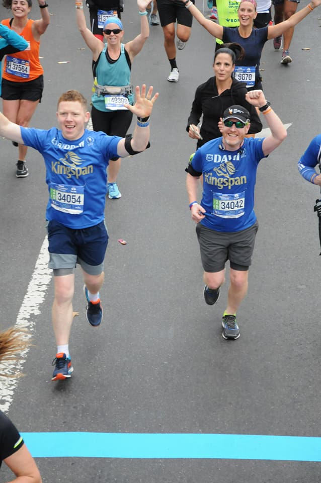 David Crosby clenching his fist as he powers through NYC Marathon.