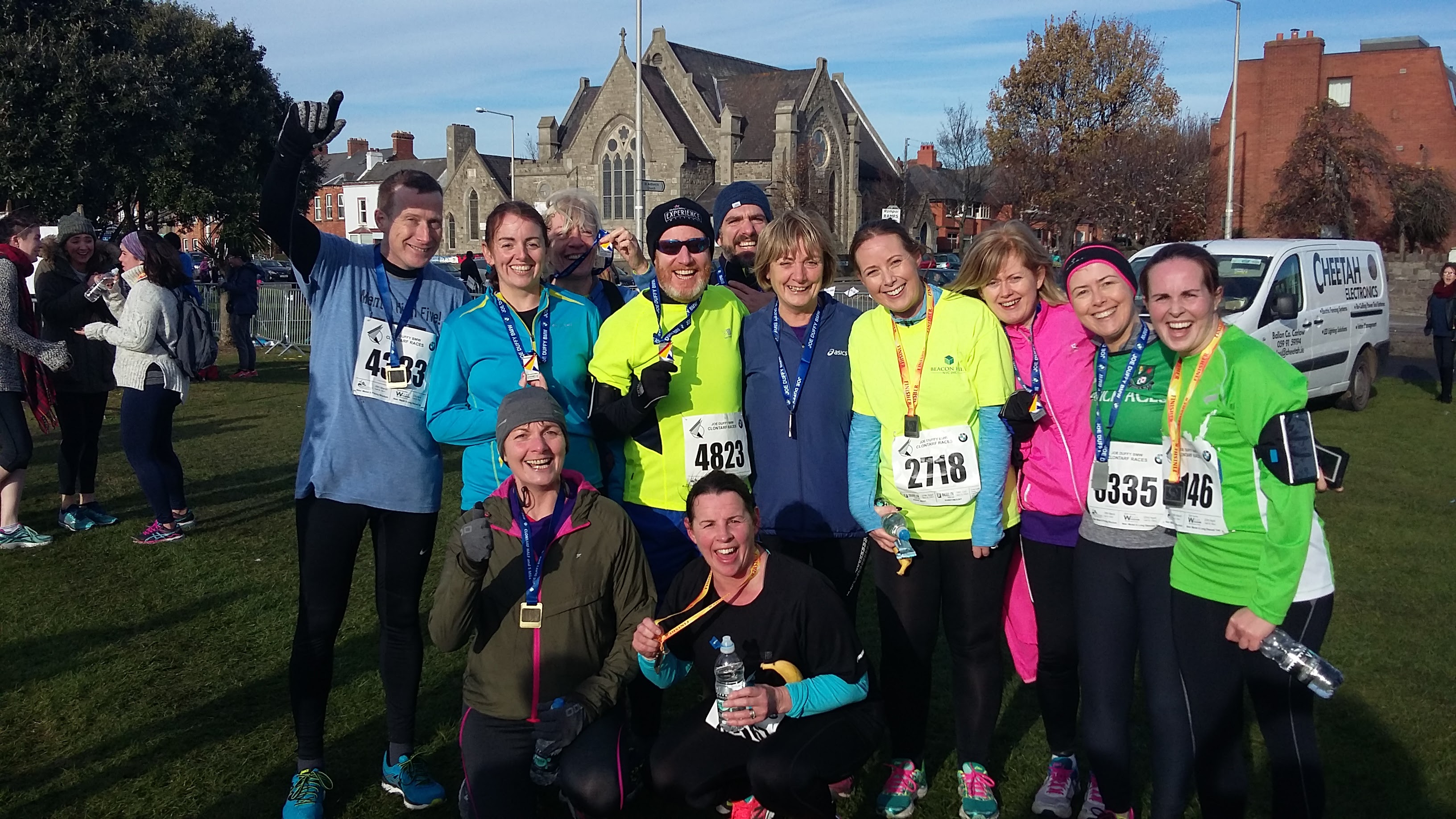 David and some of the runners from his local group at the Joe Duffy BMW Clontarf Race Series.