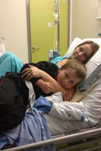 Lyndsey with her son, Zak, in hospital