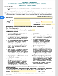 CHY3 Form for Tax Efficient Giving